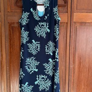 Navy Coral Print Mini Dress